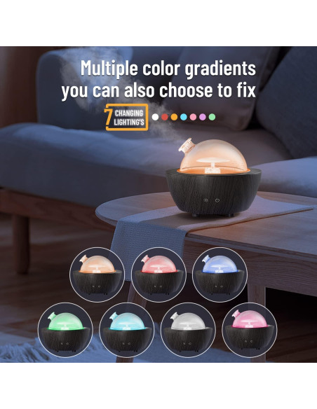 Difusor de Aceite Esencial HSLZOMI 280ml con Luz LED y Apagado Automático