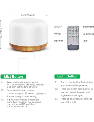 Difusor de Aceite Esencial Marchred 300ML Ultrasónico con Control Remoto