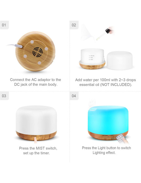 Difusor de Aceite Esencial Marchred 300ML Ultrasónico con Control Remoto