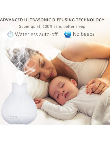 Difusor de Aceite Esencial BZseed 550ml Blanco con Temporizador