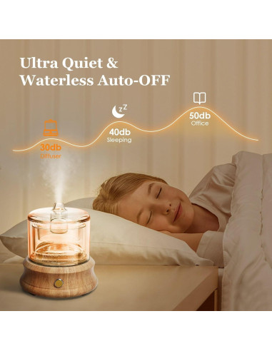 Difusor de Aceite Esencial Lecdura 80ML Vidrio y Madera