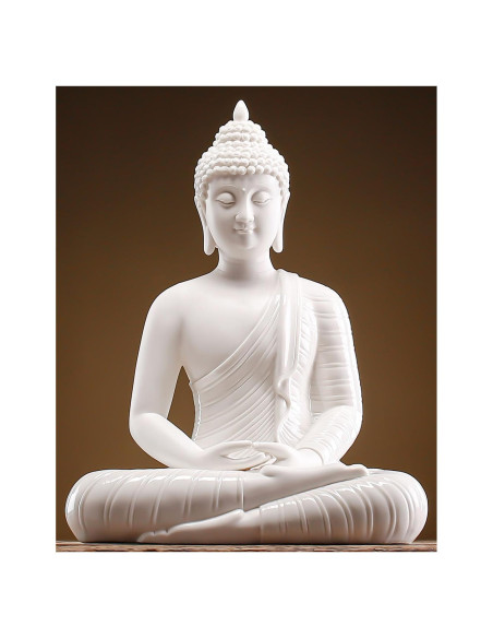Estatua de Buda de Cerámica Blanca 30 cm Qinlang para Decoración