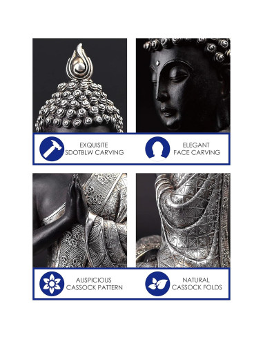 Estatua de Buda Meditando JORAE 24.1 cm Resina Decorativa