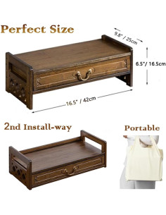 Mesa de Altar Pequeña LINRUI de Bambú con Cajón 42x25cm 2