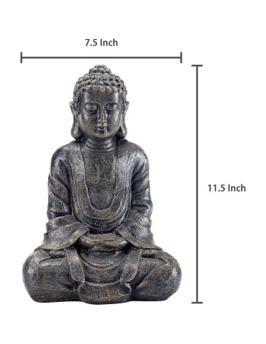 Estatua de Buda Sentado MyGift 29 cm Resina Gris Decorativa