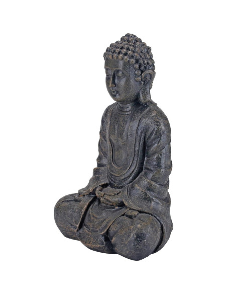 Estatua de Buda Sentado MyGift 29 cm Resina Gris Decorativa