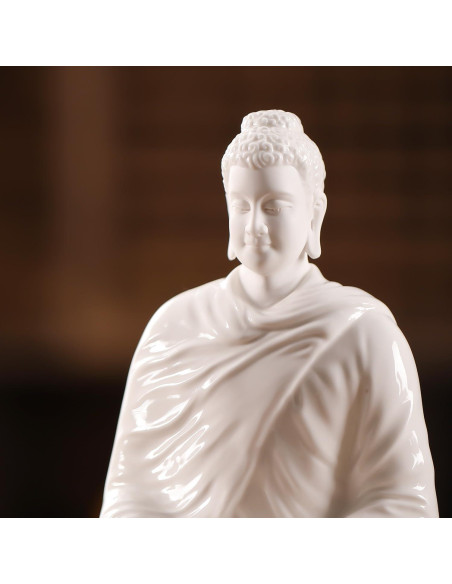 Estatua de Buda de Cerámica Blanca 15 cm para Decoración Interior