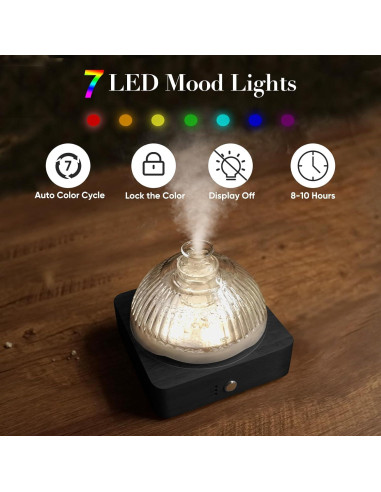 Difusor de Aceite Esencial Levoair de Vidrio 200ml con Madera