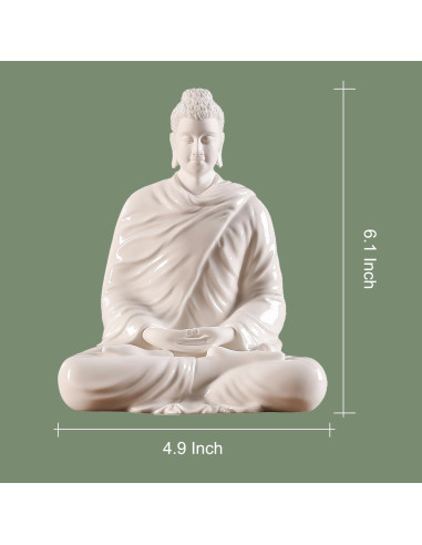 Estatua de Buda de Cerámica Blanca 15 cm para Decoración Interior