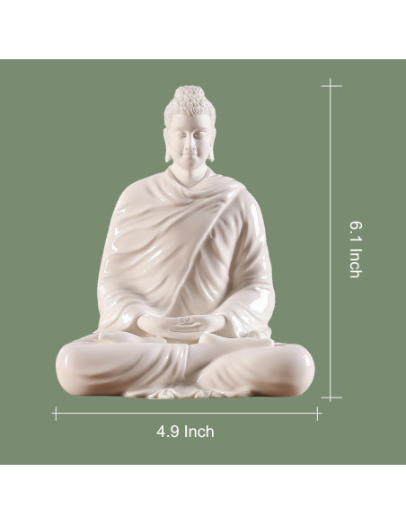 Estatua de Buda de Cerámica Blanca 15 cm para Decoración Interior