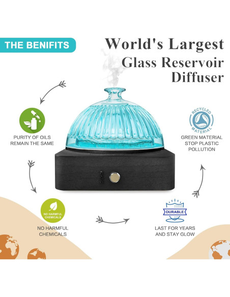 Difusor de Aceite Esencial Levoair de Vidrio 200ml con Madera