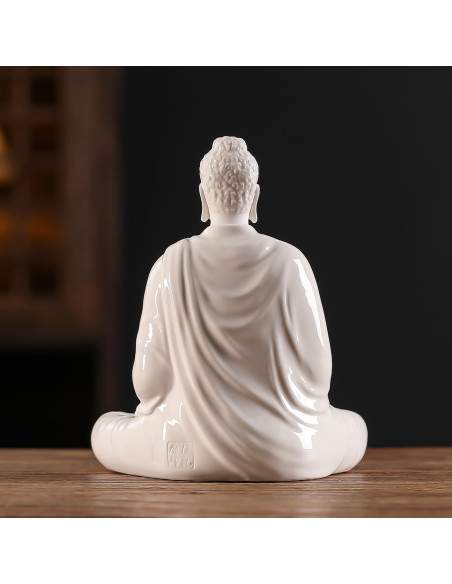 Estatua de Buda de Cerámica Blanca 15 cm para Decoración Interior