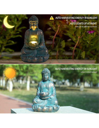 Estatua de Buda Solar Bshine 27.94x16 cm Impermeable