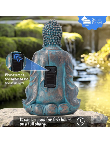 Estatua de Buda Solar Bshine 27.94x16 cm Impermeable