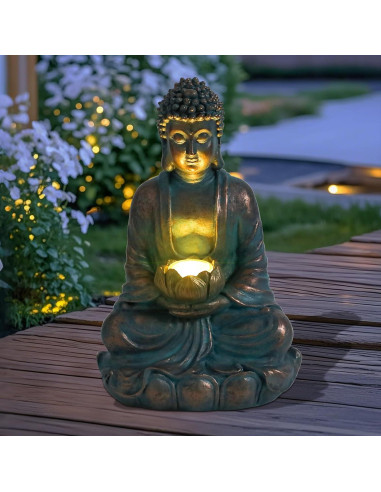 Estatua de Buda Solar Bshine 27.94x16 cm Impermeable