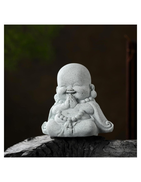 Estatua de Arenisca Buda de Oración 7.8x8.4x5.6cm Landical