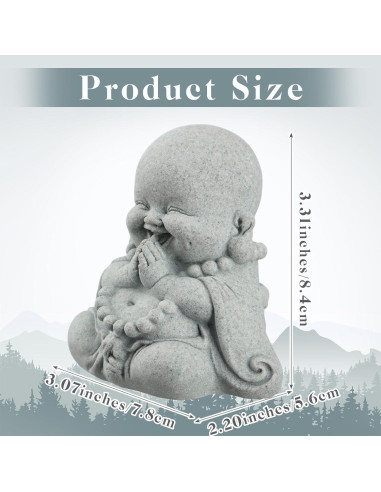 Estatua de Arenisca Buda de Oración 7.8x8.4x5.6cm Landical