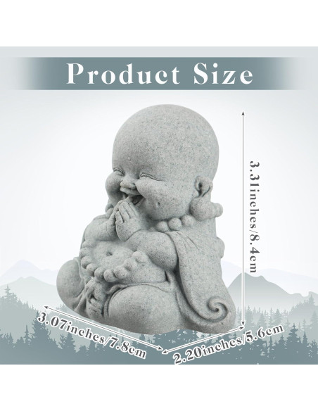 Estatua de Arenisca Buda de Oración 7.8x8.4x5.6cm Landical