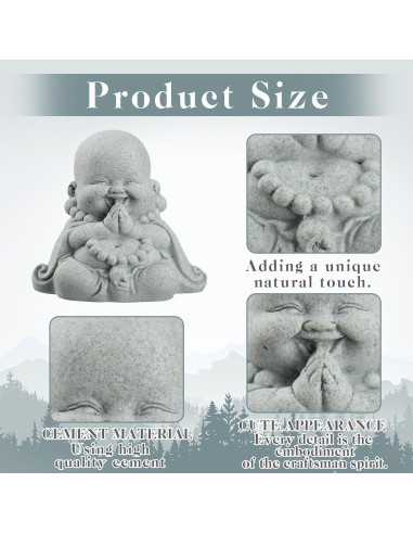 Estatua de Arenisca Buda de Oración 7.8x8.4x5.6cm Landical