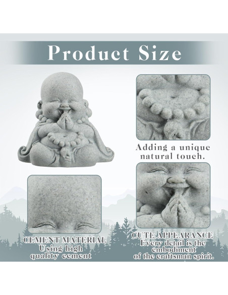 Estatua de Arenisca Buda de Oración 7.8x8.4x5.6cm Landical