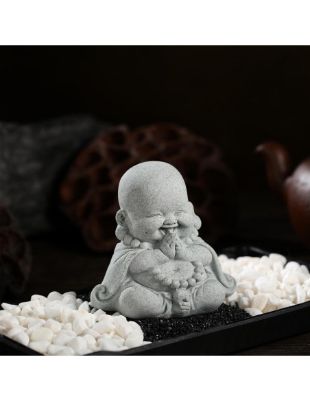 Estatua de Arenisca Buda de Oración 7.8x8.4x5.6cm Landical