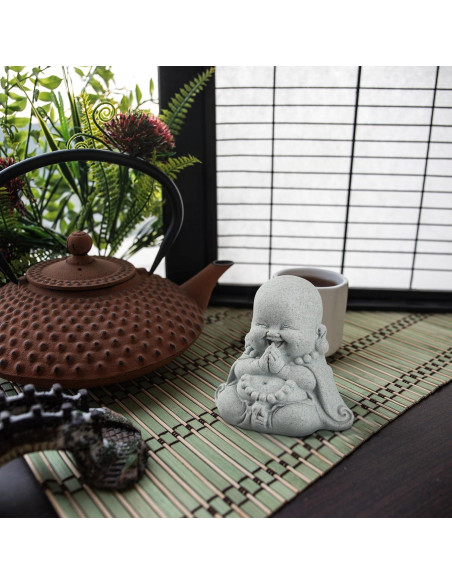 Estatua de Arenisca Buda de Oración 7.8x8.4x5.6cm Landical