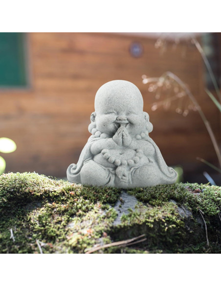 Estatua de Arenisca Buda de Oración 7.8x8.4x5.6cm Landical