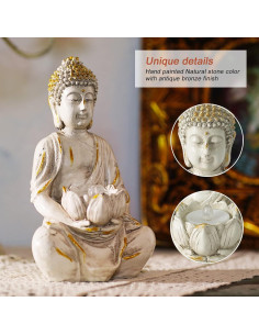 Estatua de Buda Goodeco con Soporte para Velas LED 20 cm 2