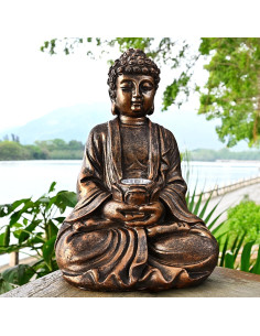 Estatua de Buda Solar Juliahestia para Jardín 27 cm 2