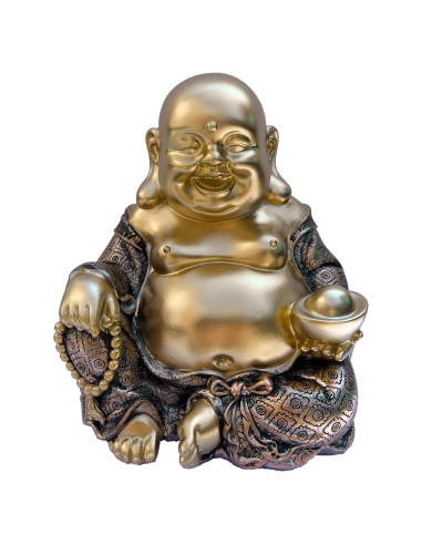 Estatua Buda Risueño JORAE 15.24 cm Lingote Dorado Feng Shui