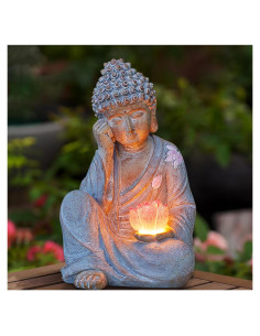 Estatua de Buda Solar Thumok 30 cm Impermeable IP65 Jardín