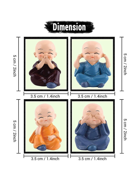 Estatuas de Buda Bebé TIED RIBBONS - 4 Pcs Resina 5.08 cm