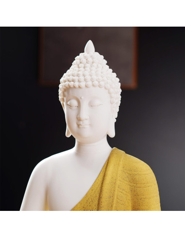 Estatua de Buda Amarillo 30.48 cm + Lámpara LED Circular 40 cm