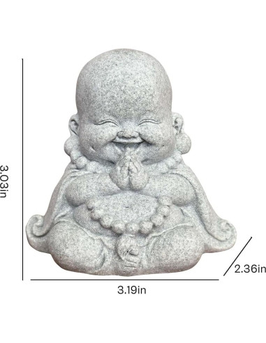 Estatua de Buda de Oración 8.1x6x7.7 cm Arenisca Feng Shui