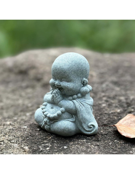 Estatua de Buda de Oración 8.1x6x7.7 cm Arenisca Feng Shui