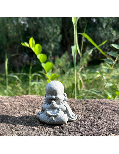 Estatua de Buda de Oración 8.1x6x7.7 cm Arenisca Feng Shui
