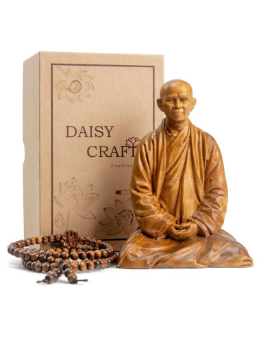 Estatua de Buda Zen Thich Nhat Hanh de Madera 15 cm