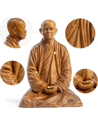 Estatua de Buda Zen Thich Nhat Hanh de Madera 15 cm
