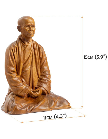 Estatua de Buda Zen Thich Nhat Hanh de Madera 15 cm