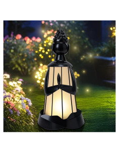 Estatua de Buda Solar de Metal DreamGARDEN para Jardín 30 cm