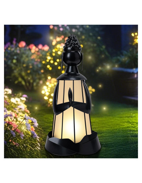 Estatua de Buda Solar de Metal DreamGARDEN para Jardín 30 cm