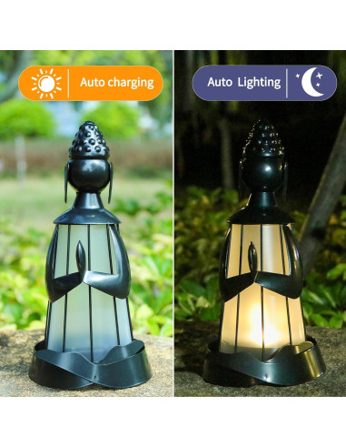 Estatua de Buda Solar de Metal DreamGARDEN para Jardín 30 cm