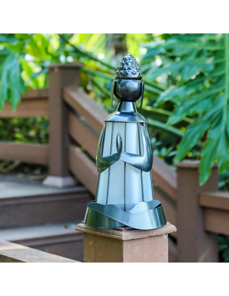 Estatua de Buda Solar de Metal DreamGARDEN para Jardín 30 cm