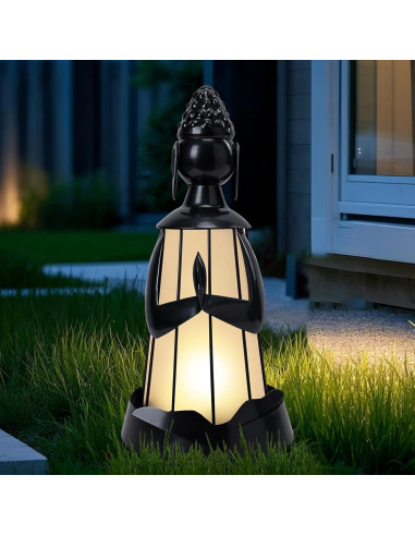 Estatua de Buda Solar de Metal DreamGARDEN para Jardín 30 cm
