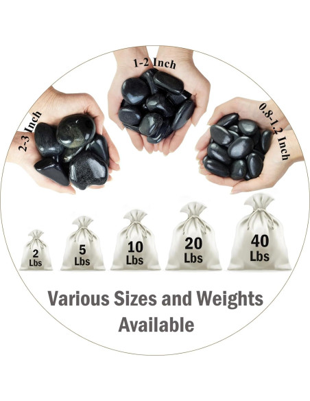 Piedras Negras Pulidas FANTIAN 2.3 kg 1-2 pulgadas Decorativas