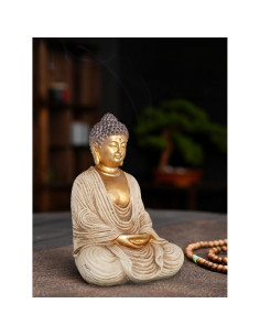 Estatua de Buda Meditador Dorado Houlu 16 cm para Decoración 2