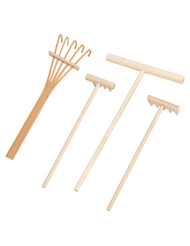 Juego de Rastrillos Zen de Arena AUEAR - 3 Piezas de Bambú