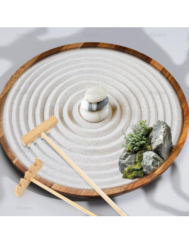 Juego de Rastrillos Zen de Arena AUEAR - 3 Piezas de Bambú