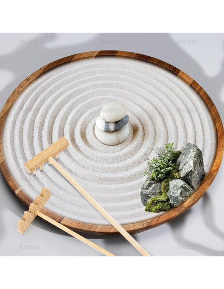 Juego de Rastrillos Zen de Arena AUEAR - 3 Piezas de Bambú