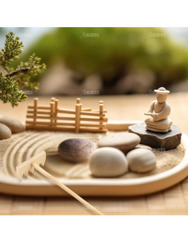 Juego de Rastrillos Zen de Arena AUEAR - 3 Piezas de Bambú